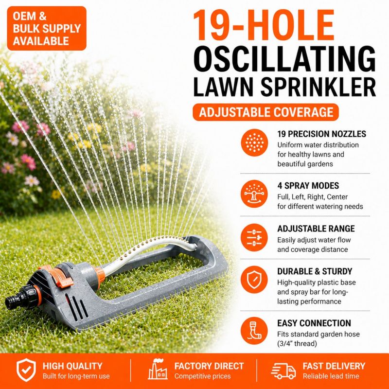 SIYU 19-hole oscillating lawn sprinkler with adjustable coverage